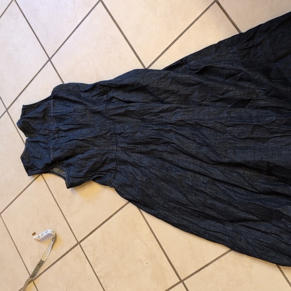 NWT Madewell Denim Yana Dress Midi Full Circle Skirt V Neck Dark Blue Size 6 - Picture 3 of 13